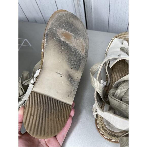 Free People + Matisse Cream Leather Ankle Tie Up Sandal size 8 - Picture 5 of 5